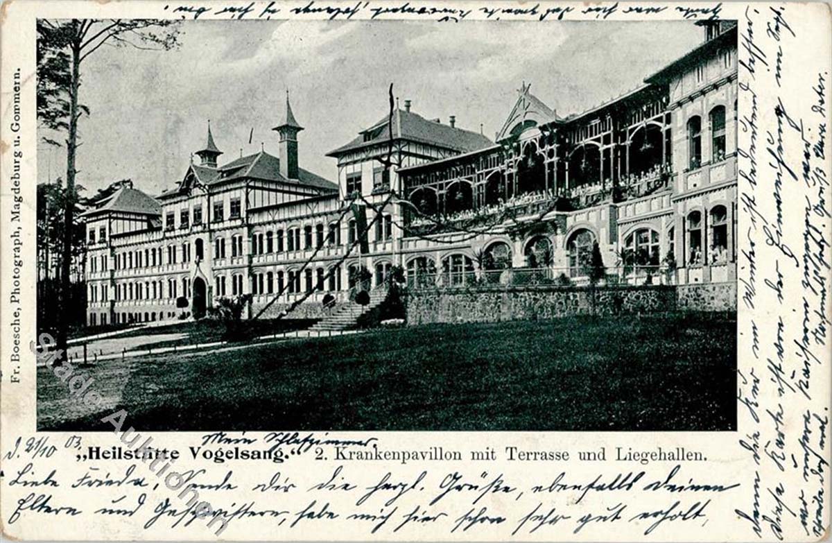 Gommern. Krankenpavillon mit Terrasse und Liegehalle, 1903