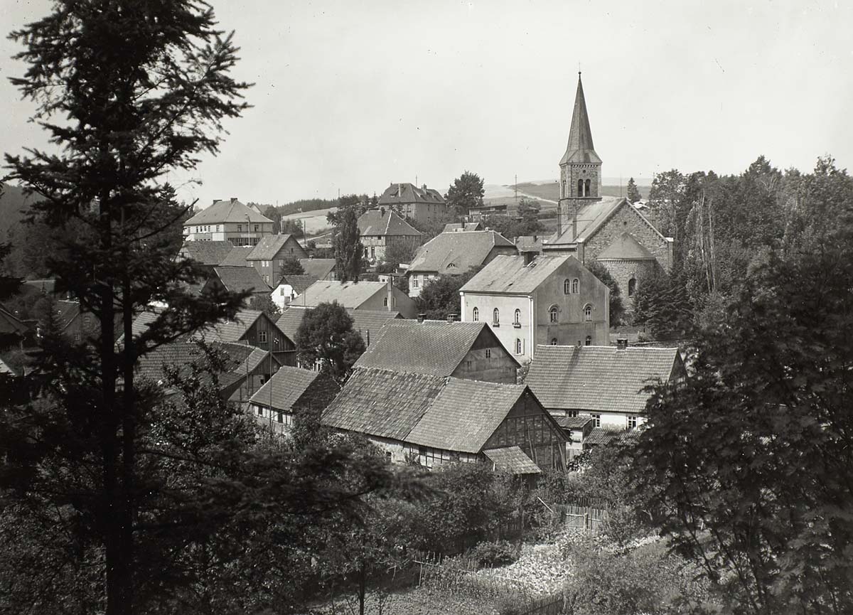 Güntersberge. Panorama der Stadt, vor 1945