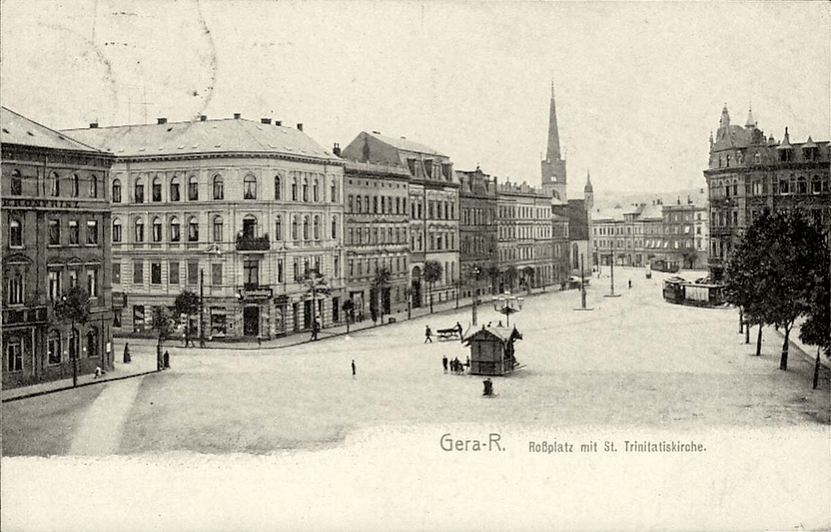 Gera. Roßplatz mit St Trinitatiskirche, 1923