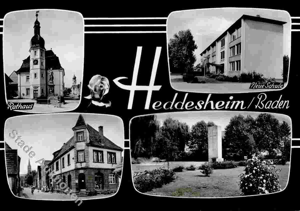 Heddesheim. Rathaus, Neue Schule, um 1955