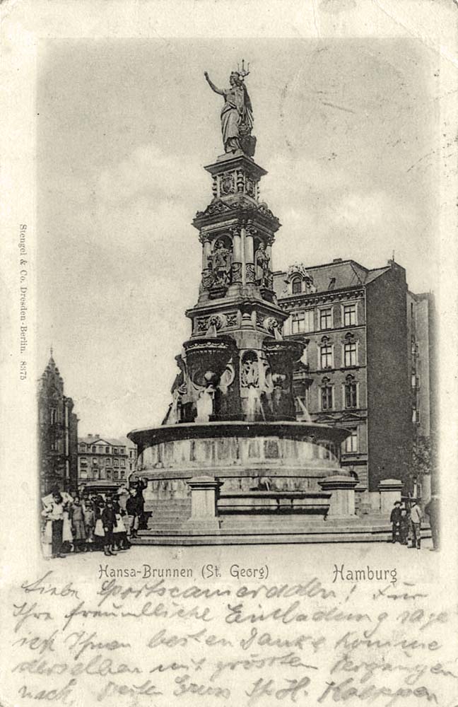 Hamburg. Hansabrunnen (St. Georg), 1900