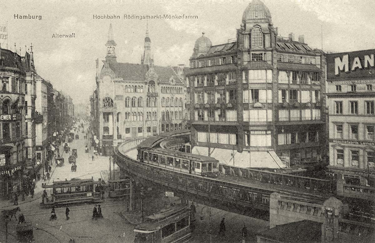 Hamburg. Hochbahn Rödingsmarkt-Mönkedamm, Alter Wall