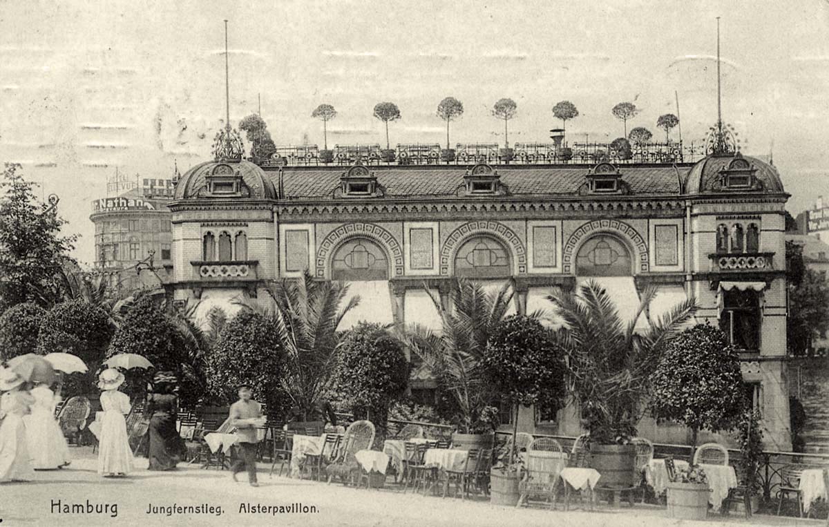 Hamburg. Jungfernstieg, Alsterpavillon, 1910