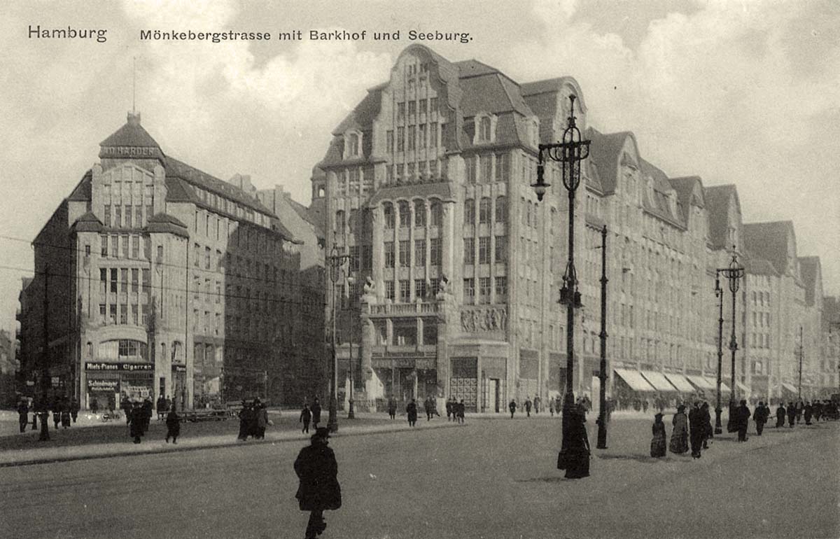 Hamburg. Mönckebergstraße mit Barkhof und Seeburg