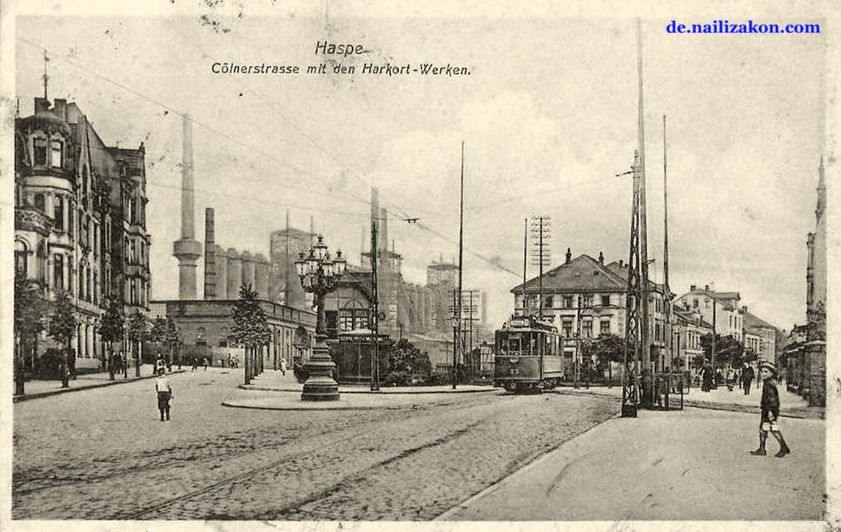 Hagen. Stadtteil Haspe - Kölner Straße mit den Harkort-Werke, 1913
