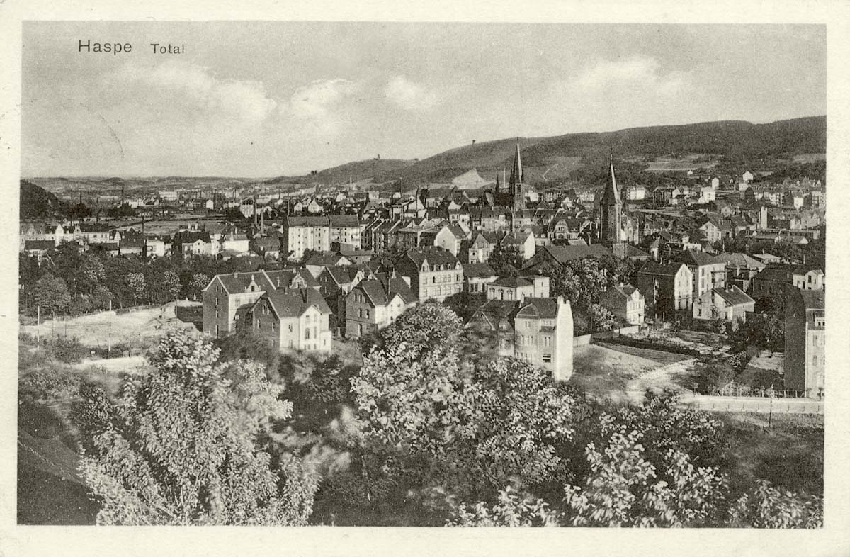 Hagen. Panorama von Stadtteil Haspe, 1914