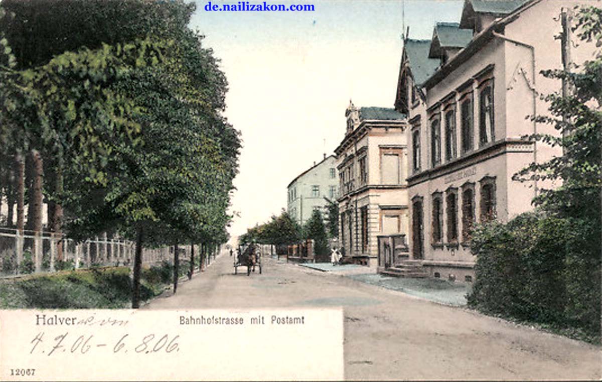 Halver. Bahnhofstraße mit Postamt, 1906