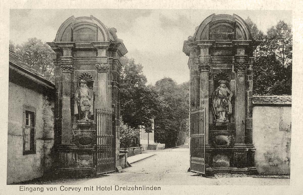 Höxter. Außentor, eingang von Corvey, Hotel 'Dreizehnlinden', 1920
