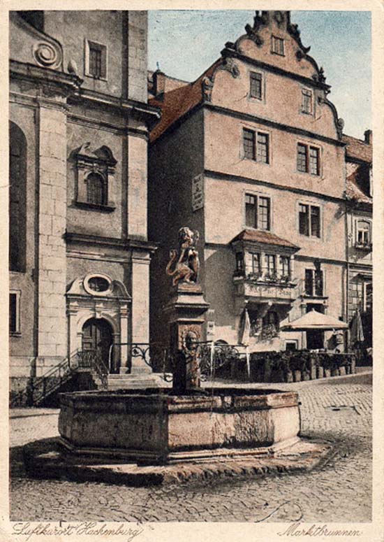 Hachenburg. Markt mit brunnen, 1937