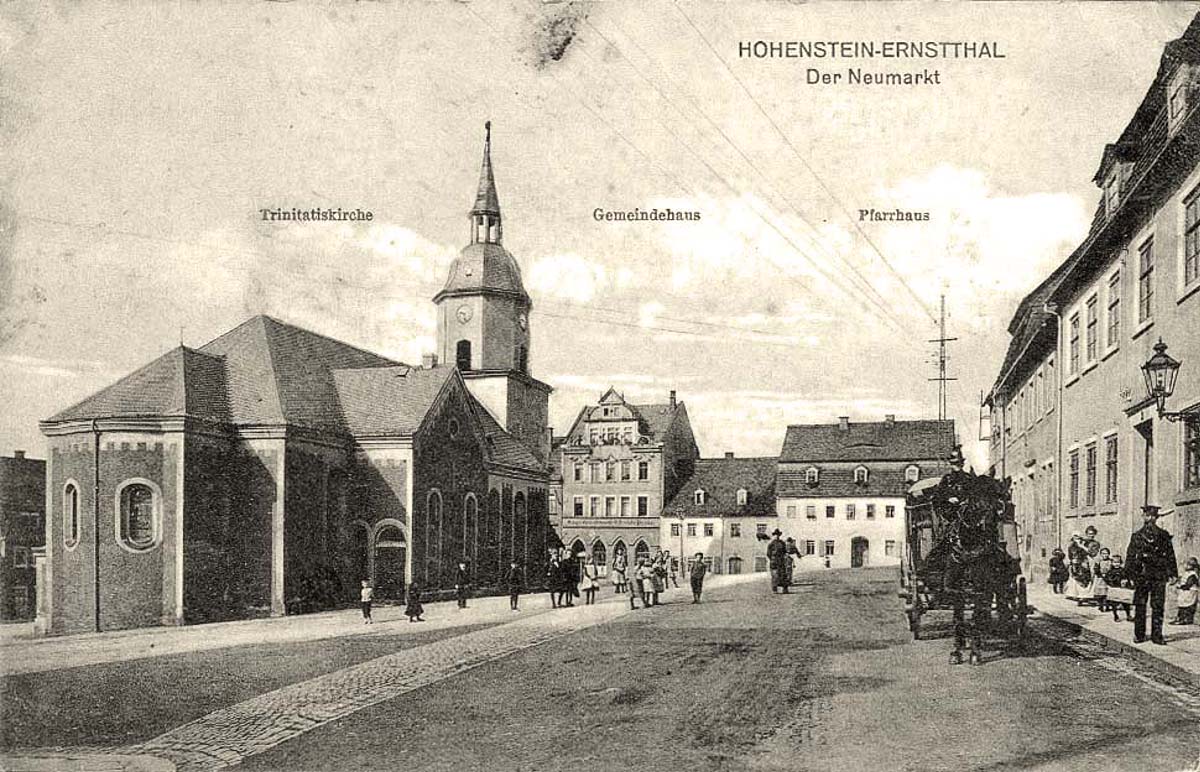 Hohenstein-Ernstthal. Neumarkt, Trinitatiskirche, Gemeindehaus, Pfarrhaus, 1918