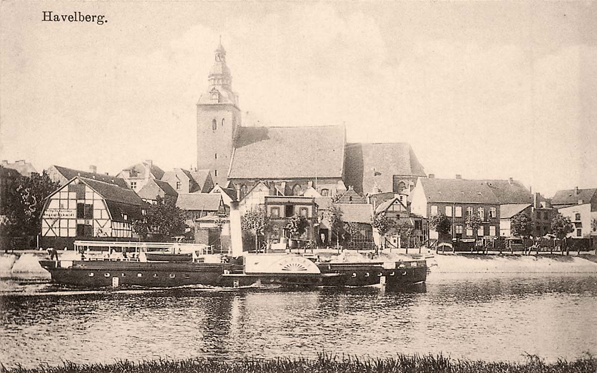 Havelberg. Gesamtansicht, Kirche und Dampfer, 1919