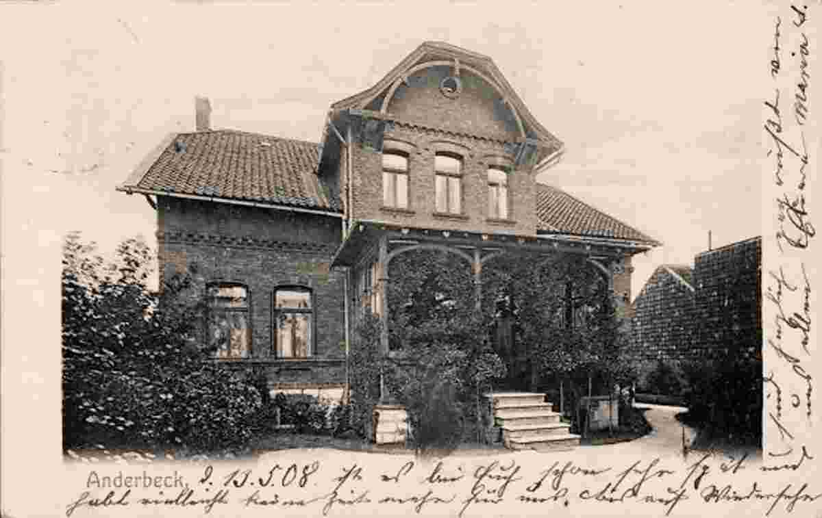 Huy. Anderbeck - Gartenpartie mit Gebäudeansicht, 1908