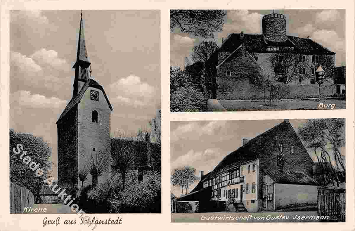 Huy. Schlanstedt - Kirche, Burg, Gasthaus, besitzer Gustav Isermann