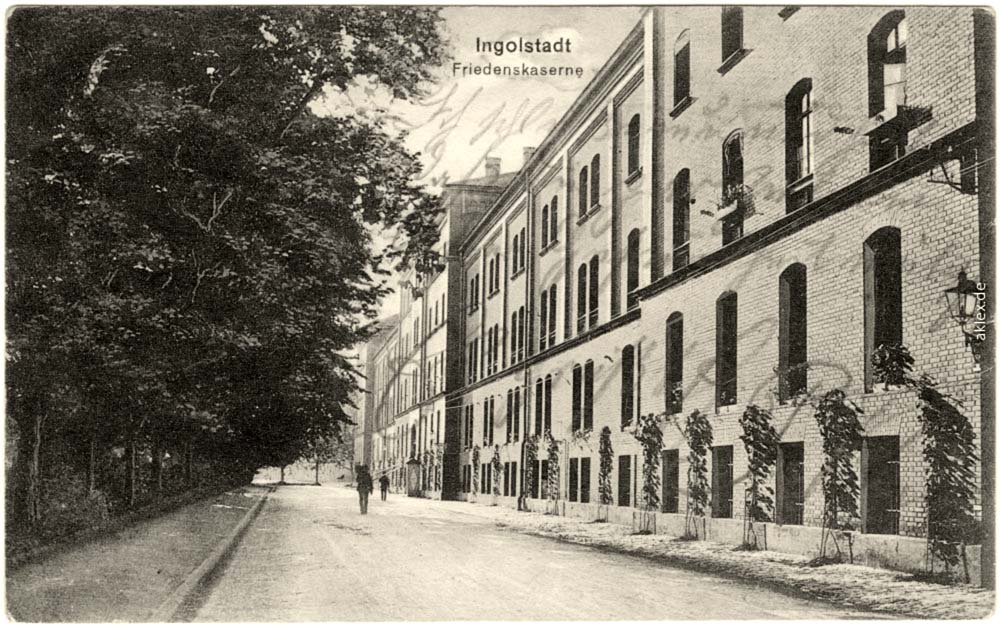 Ingolstadt. Panorama von Stadtstraße, Friedenskaserne, 1914