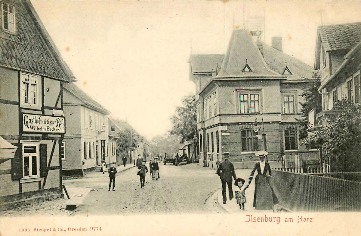 Ilsenburg (Harz). Panorama von Ortsstraße
