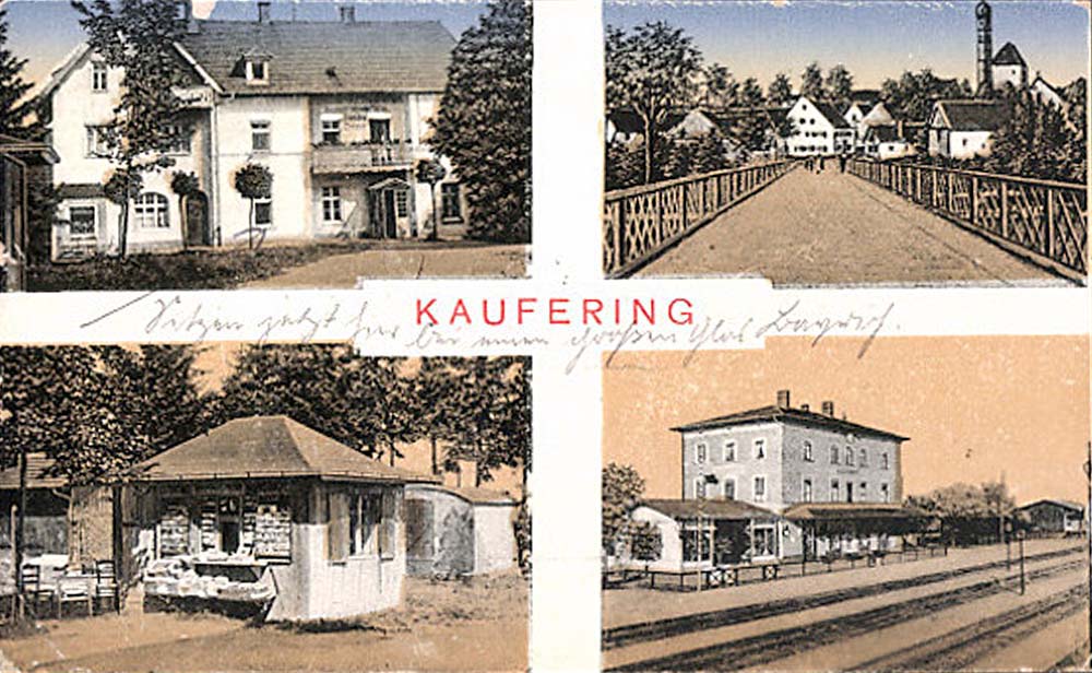 Kaufering. Bahnhof, Bahnhof-Restaurant, Zeitungs-Kiosk, 1921