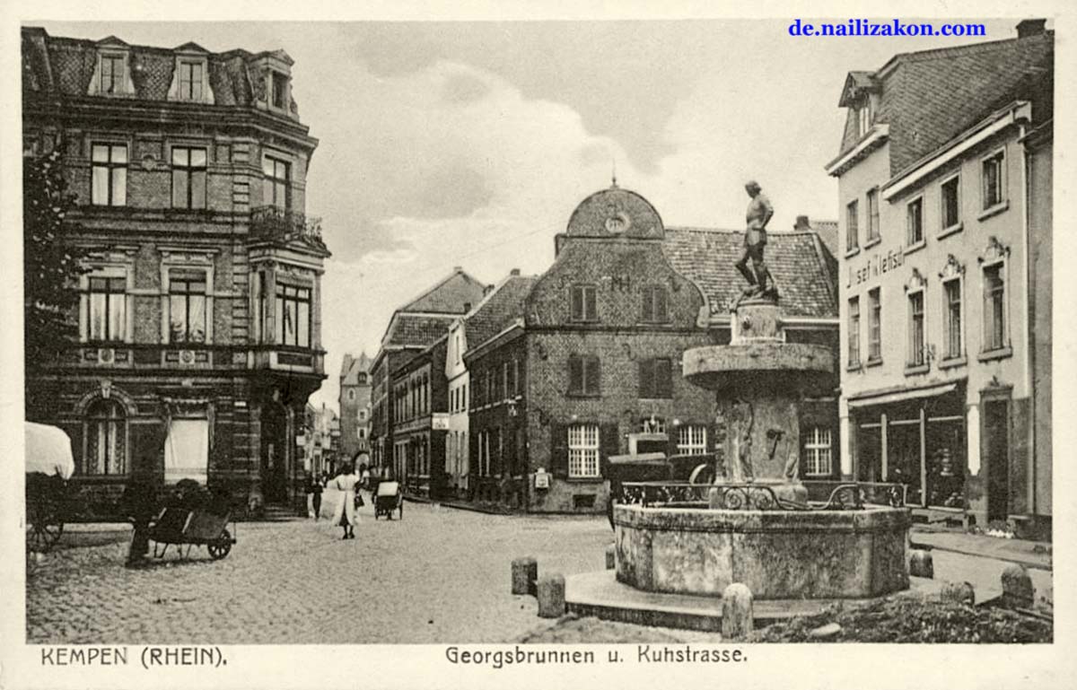 Kempen. Georgsbrunnen und Kuhstraße, 1918