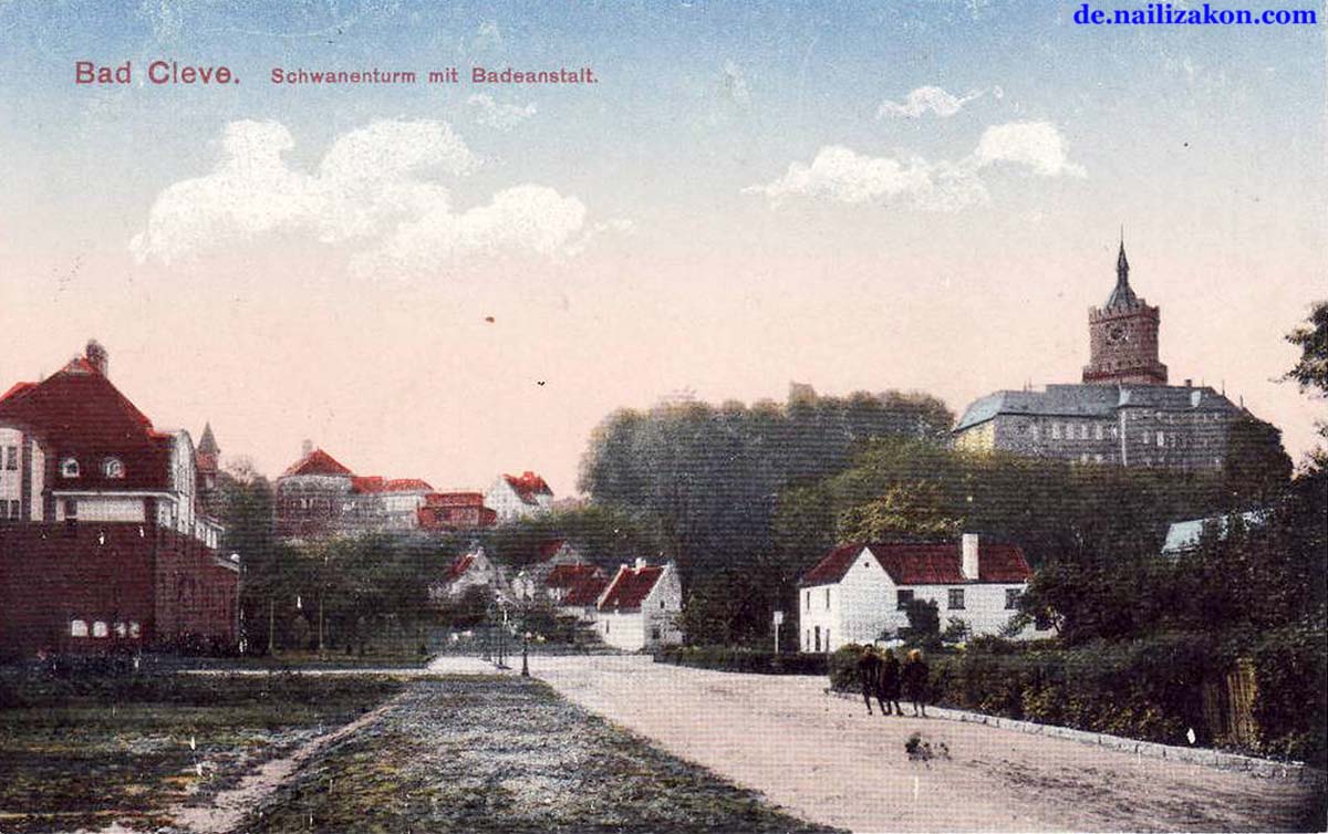 Kleve. Panorama von Stadtteil mit Schwanenturm, 1919