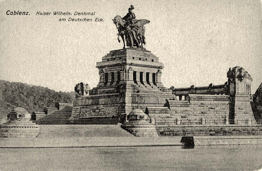 Koblenz (Coblenz). Kaiser Wilhelm Denkmal am Deutchen Eck, 1910