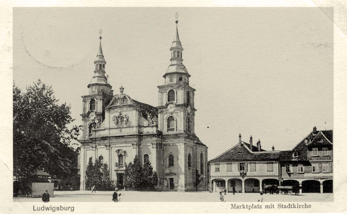 Ludwigsburg. Marktplatz mit Stadtkirche, 1911