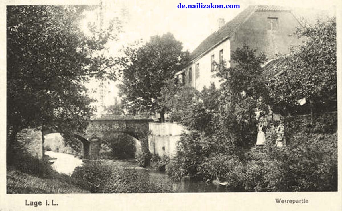 Lage (Lippe). Brücke an Fluss Werre, 1919