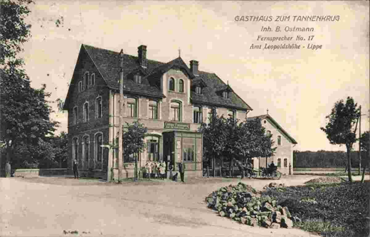 Leopoldshöhe. Gasthaus zum Tannenkrug, Inhaber B. Ostmann, 1916