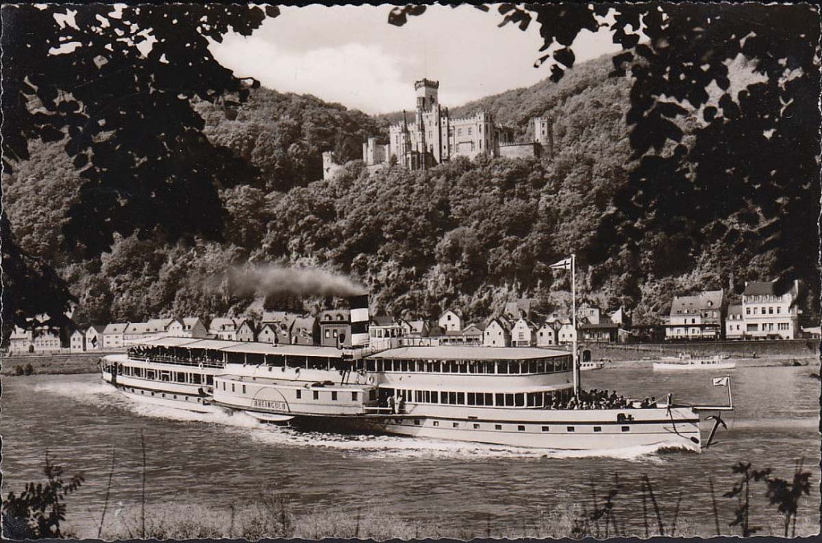 Lahnstein. Oberlahnstein - Schloß Stolzenfels, Dampfer, 1958