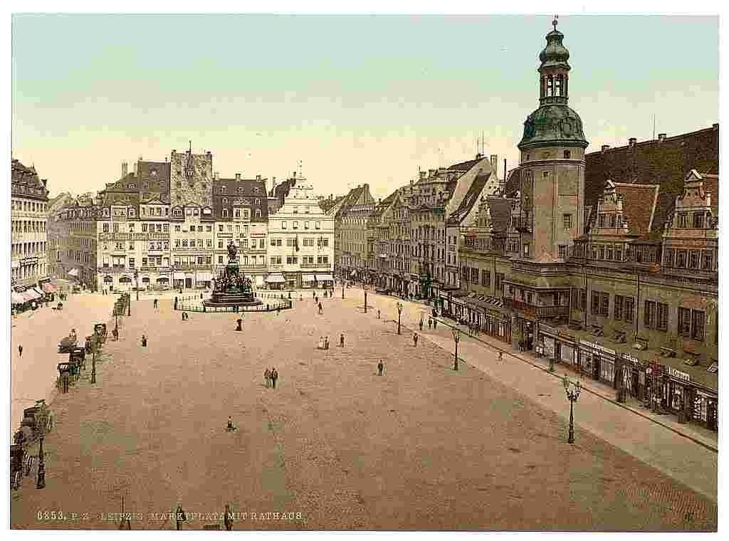 Leipzig. Marktplatz und Rathaus, um 1890