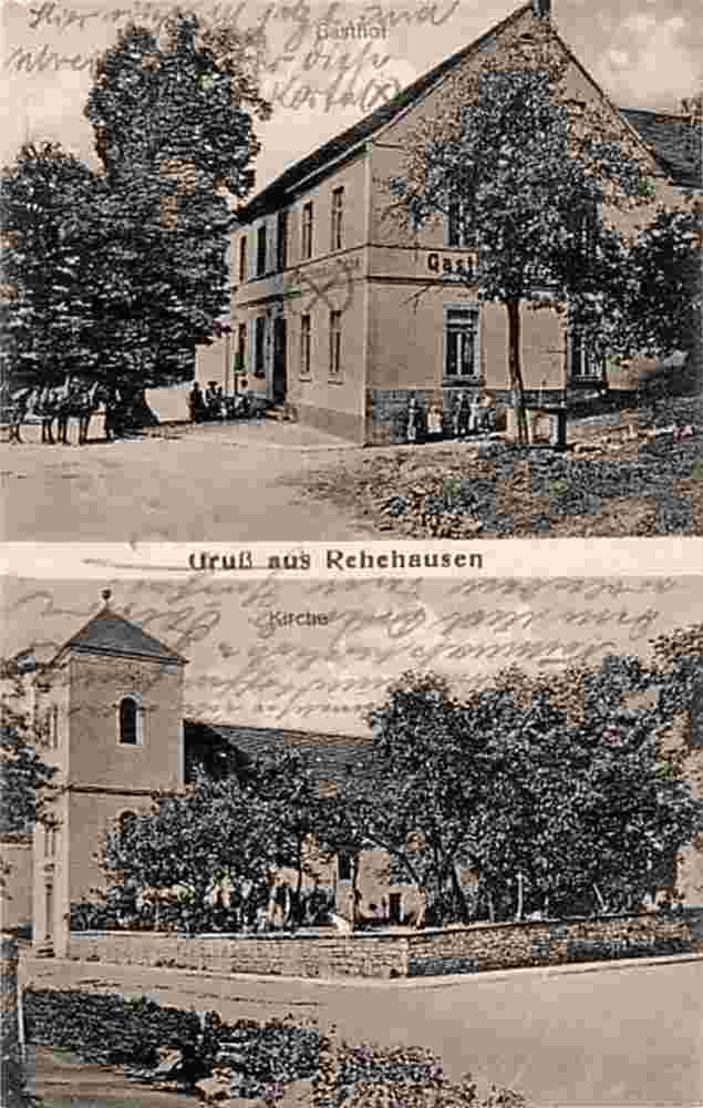 Lanitz-Hassel-Tal. Rehehausen - Gasthof und Kirche, 1918