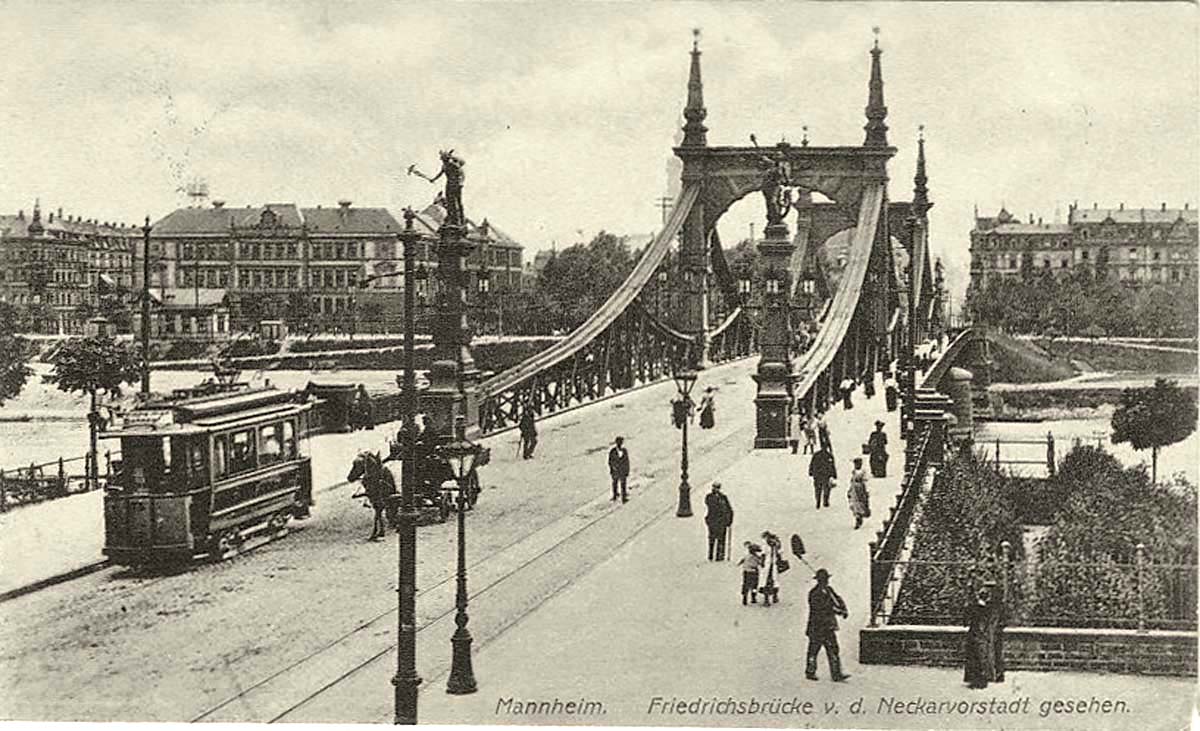 Mannheim. Friedrichsbrücke von der Neckarvorstadt, 1908