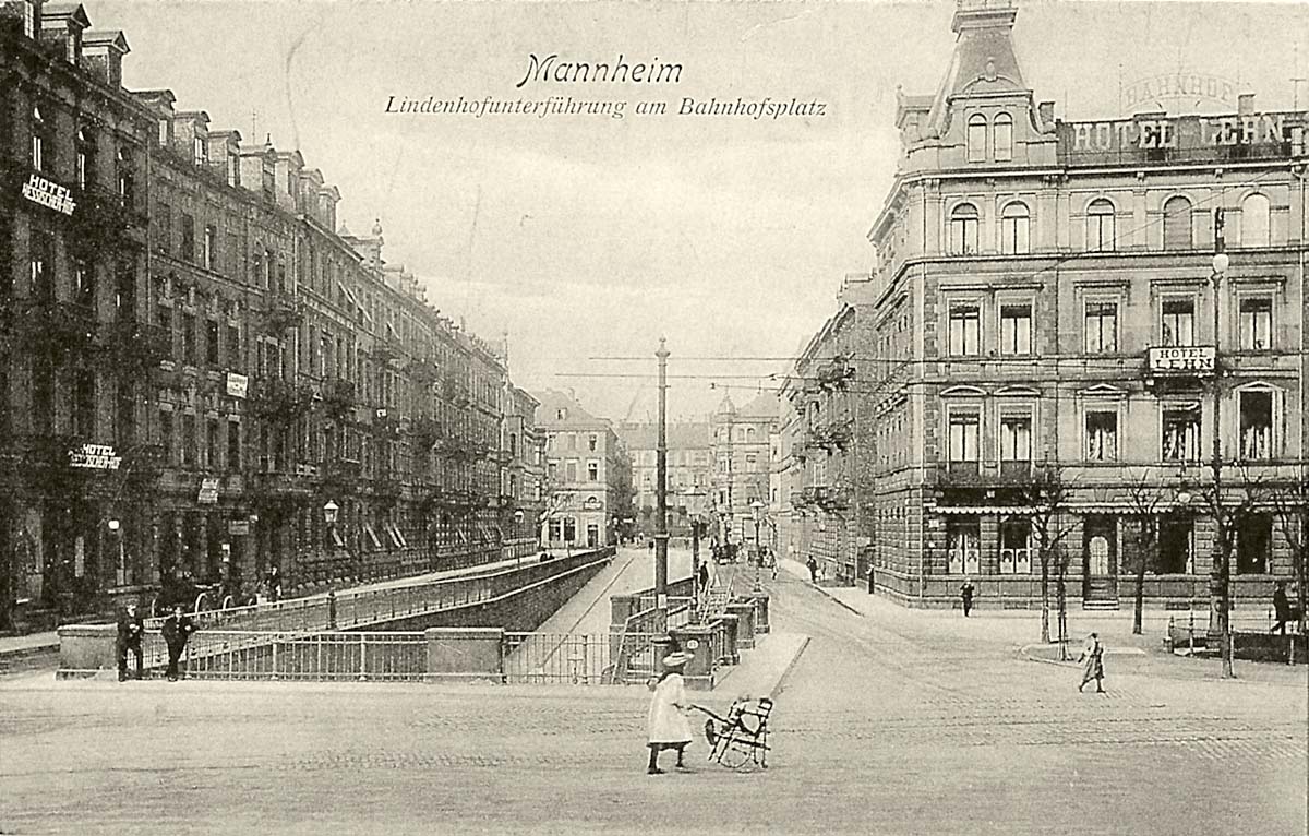 Mannheim. Lindenhof Unterführung am Bahnhofplatz, 1906