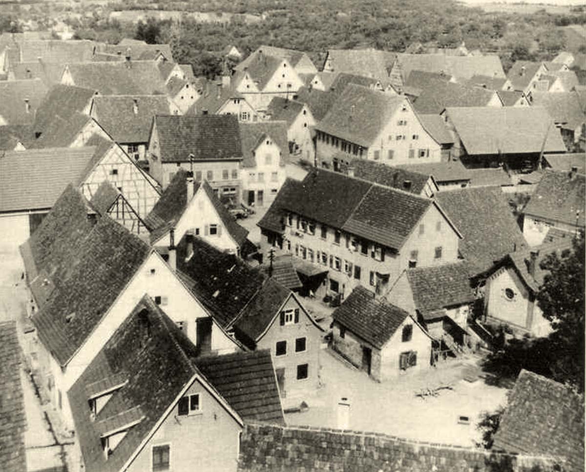 M�glingen. Blick vom Kirchturm nach Norden, um 1946