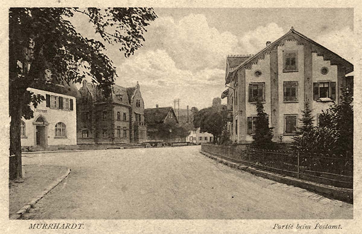 Murrhardt. Panorama von stra�e mit Postamt