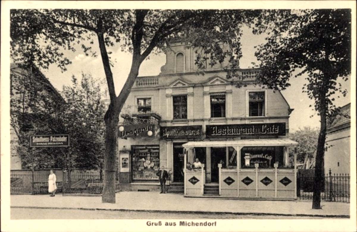 Michendorf. Restaurant und Café, Besitzer Oskar Mertins, Potsdamer Straße, 1925