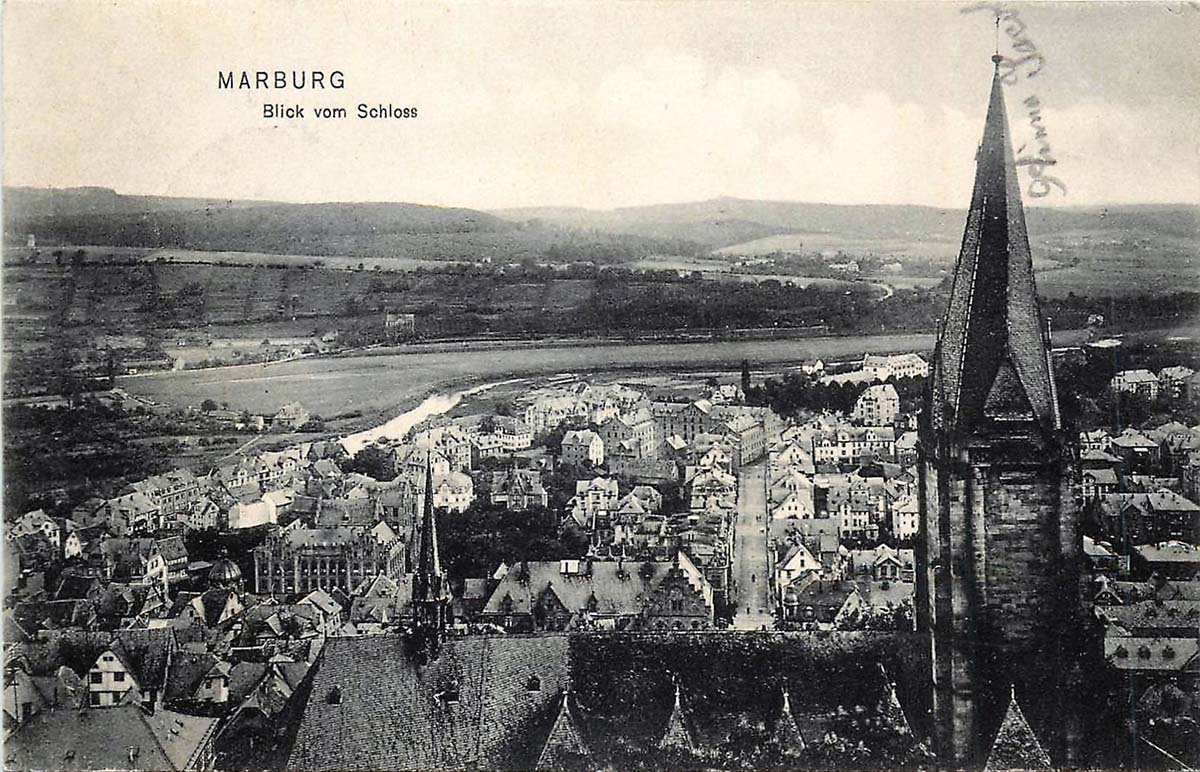 Marburg. Blick vom Schloß, 1908