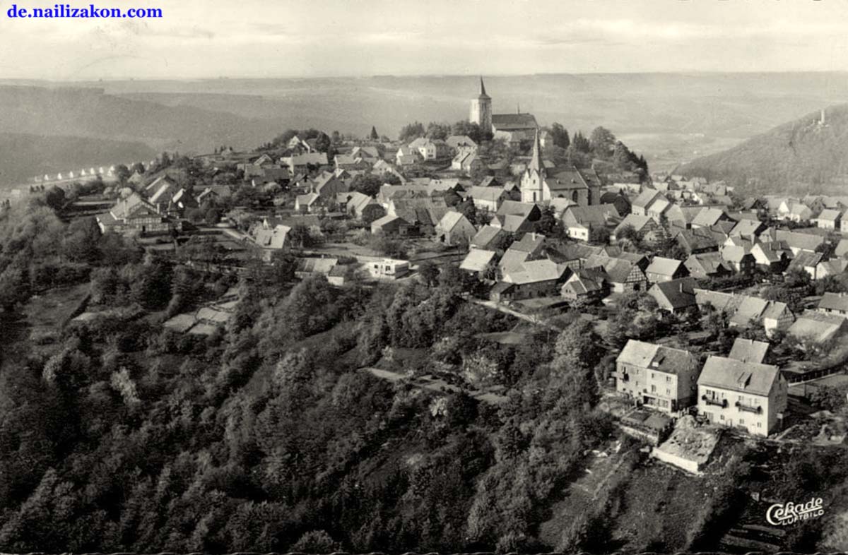 Marsberg. Stadtteil Obermarsberg - Panorama der Stadt, 1960
