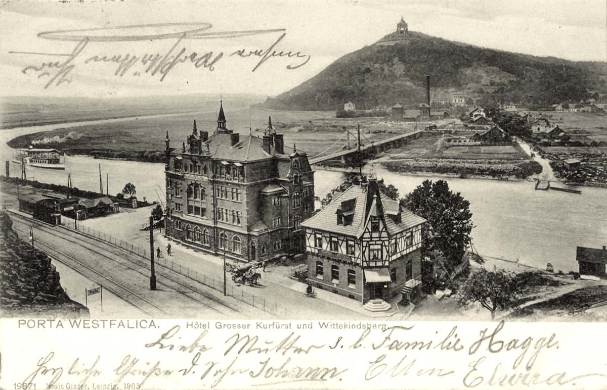 Minden. Porta Westfalica, Hotel 'Großer Kurfürst' und Wittekindsberg, 1904