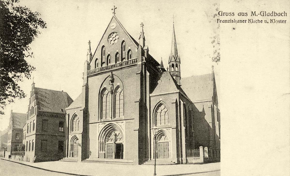 Mönchengladbach. Franziskaner Kirche und Kloster, um 1910
