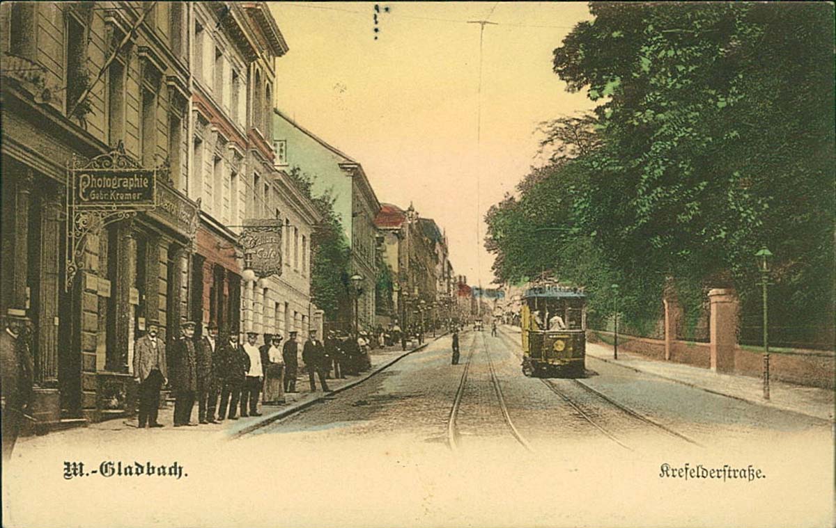 Mönchengladbach. Krefelder Straße mit Straßenbahn, 1907