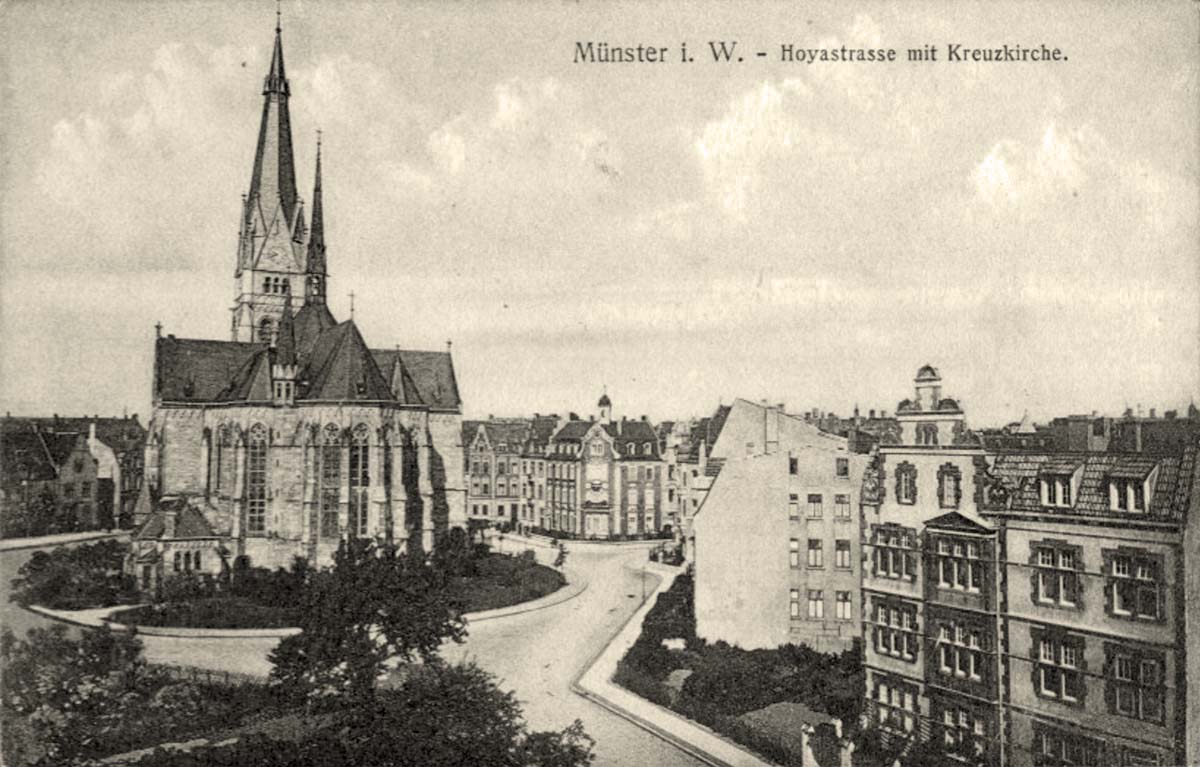 Münster. Hoyastraße mit Kreuzkirche