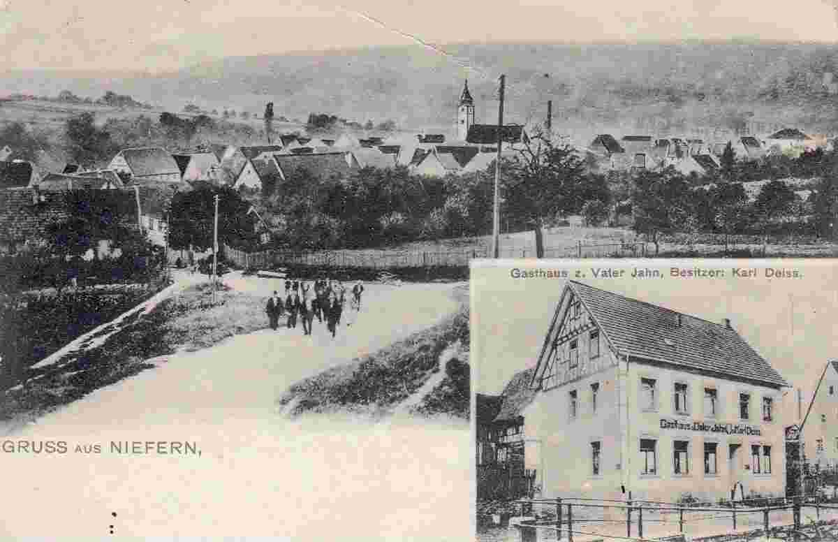 Niefern-Öschelbronn. Niefern - Gasthaus zum Vater Jahn, Besitzer Karl Deiss, 1940