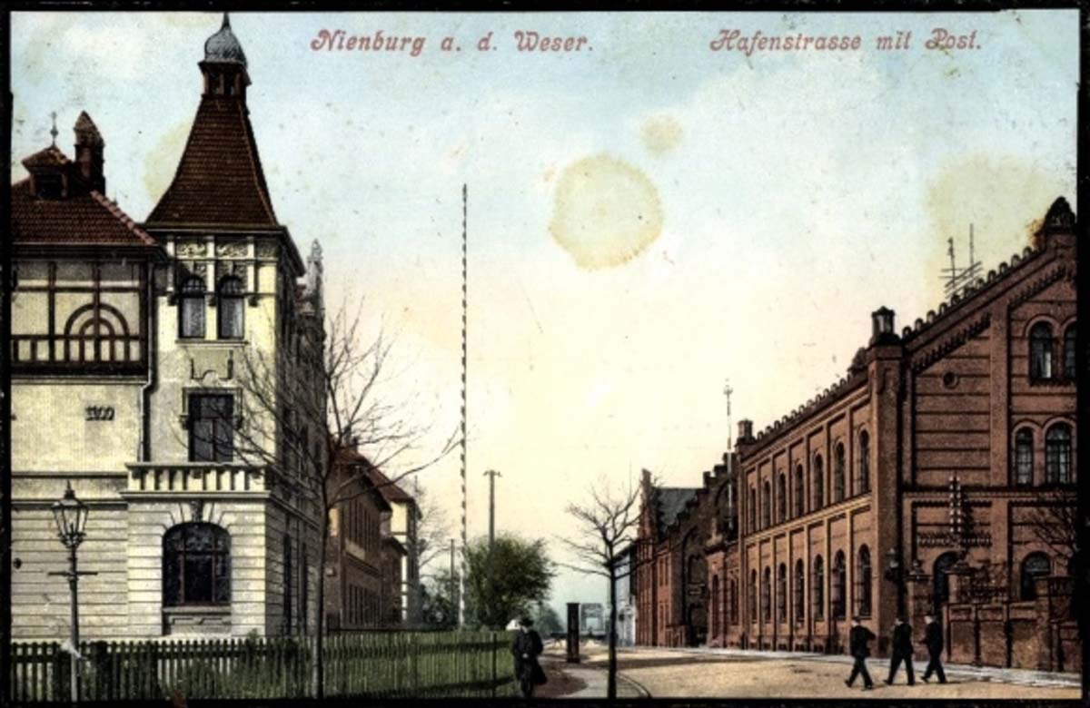 Nienburg (Weser). Hafenstraße mit Post, 1935