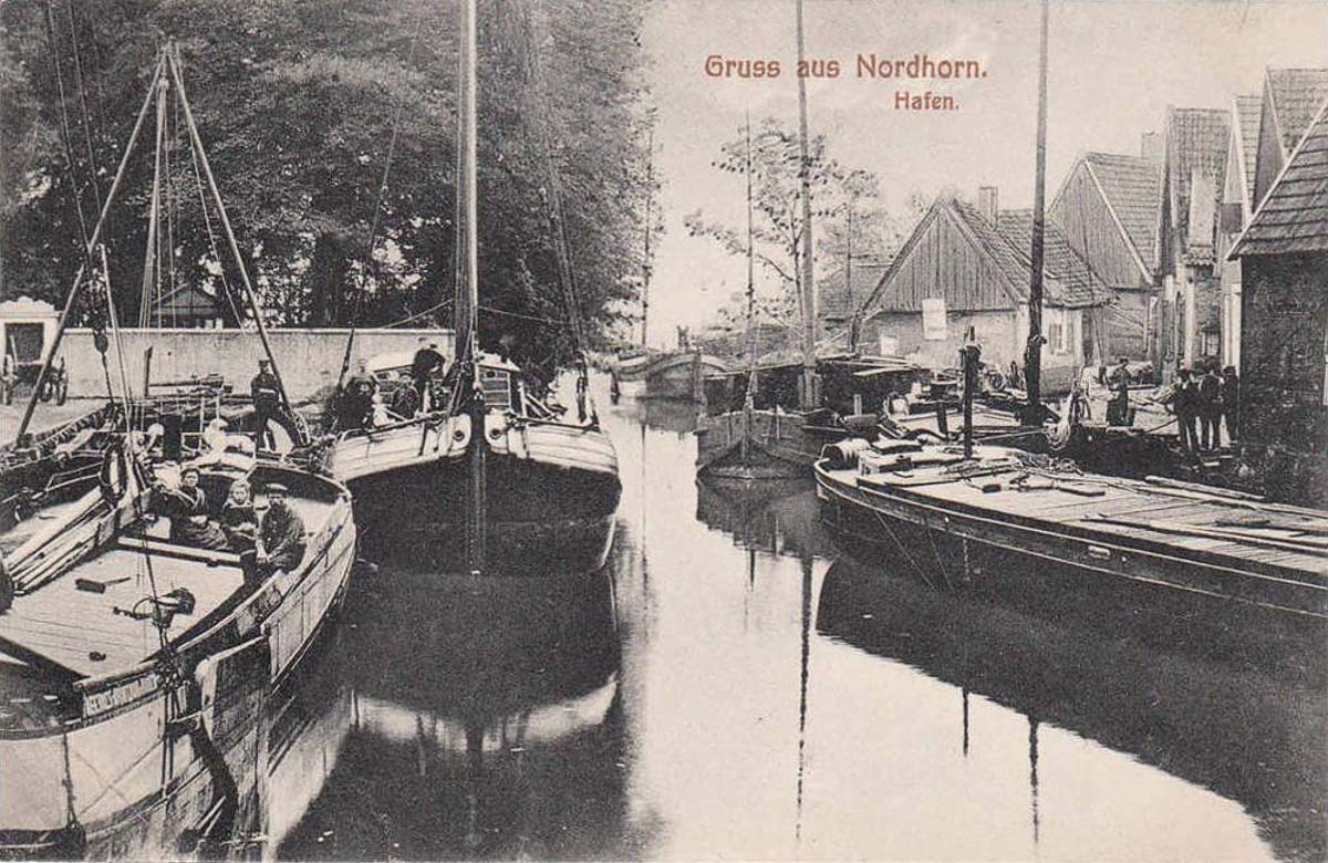 Nordhorn. Hafen mit Schiffen, 1912