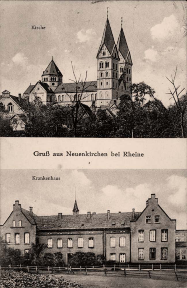Neuenkirchen (Steinfurt). Kirche und Krankenhaus, 1936