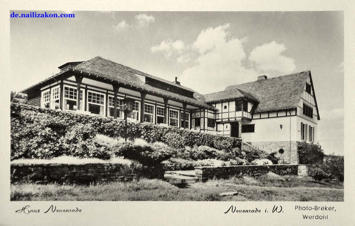 Neuenrade. Erholungsheim 'Schlegel Haus', Veranda, Garten, 1953