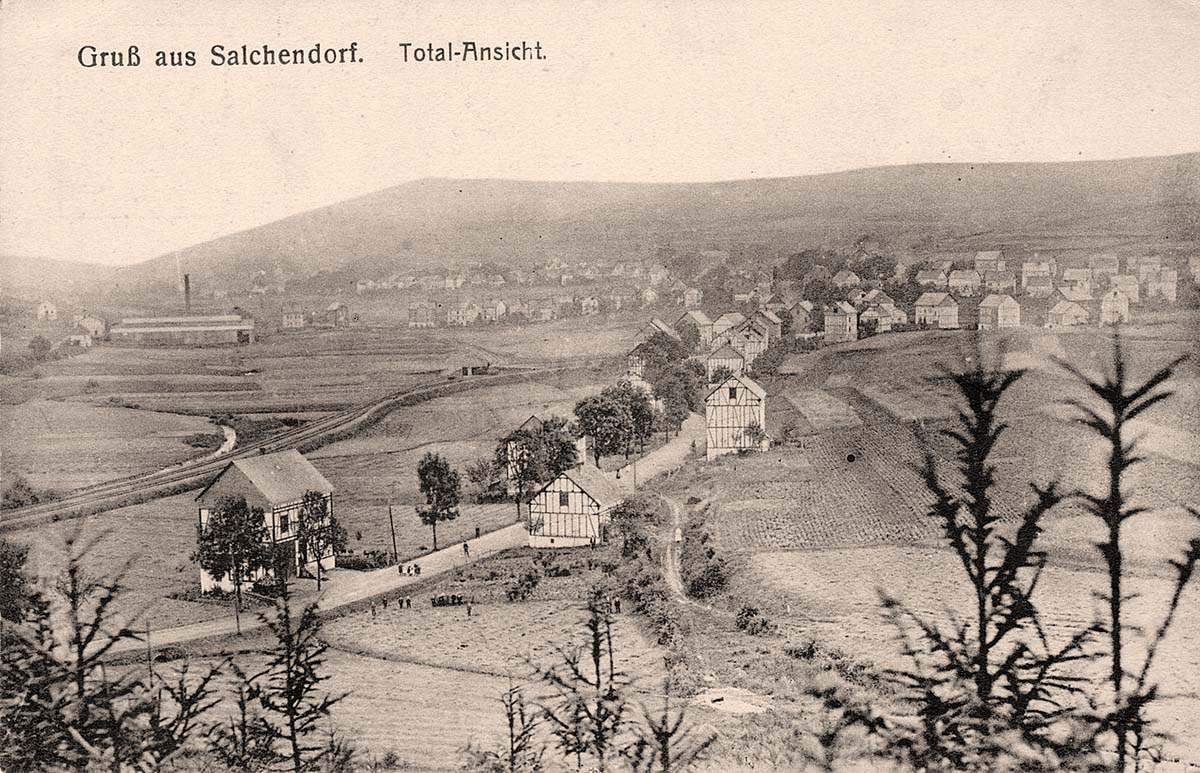 Neunkirchen (Siegerland). Blick auf Salchendorf vom Hardtwald, 1910