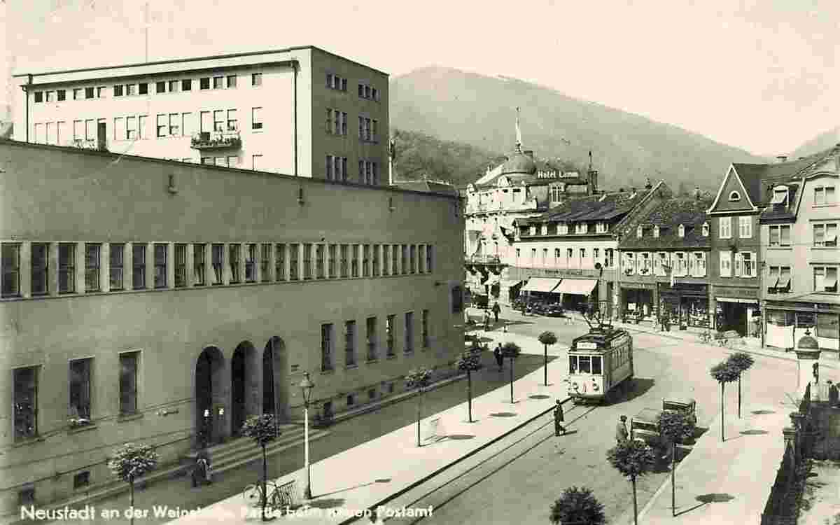 Neustadt an der Weinstraße. Neues Postamt, Tram, 1939