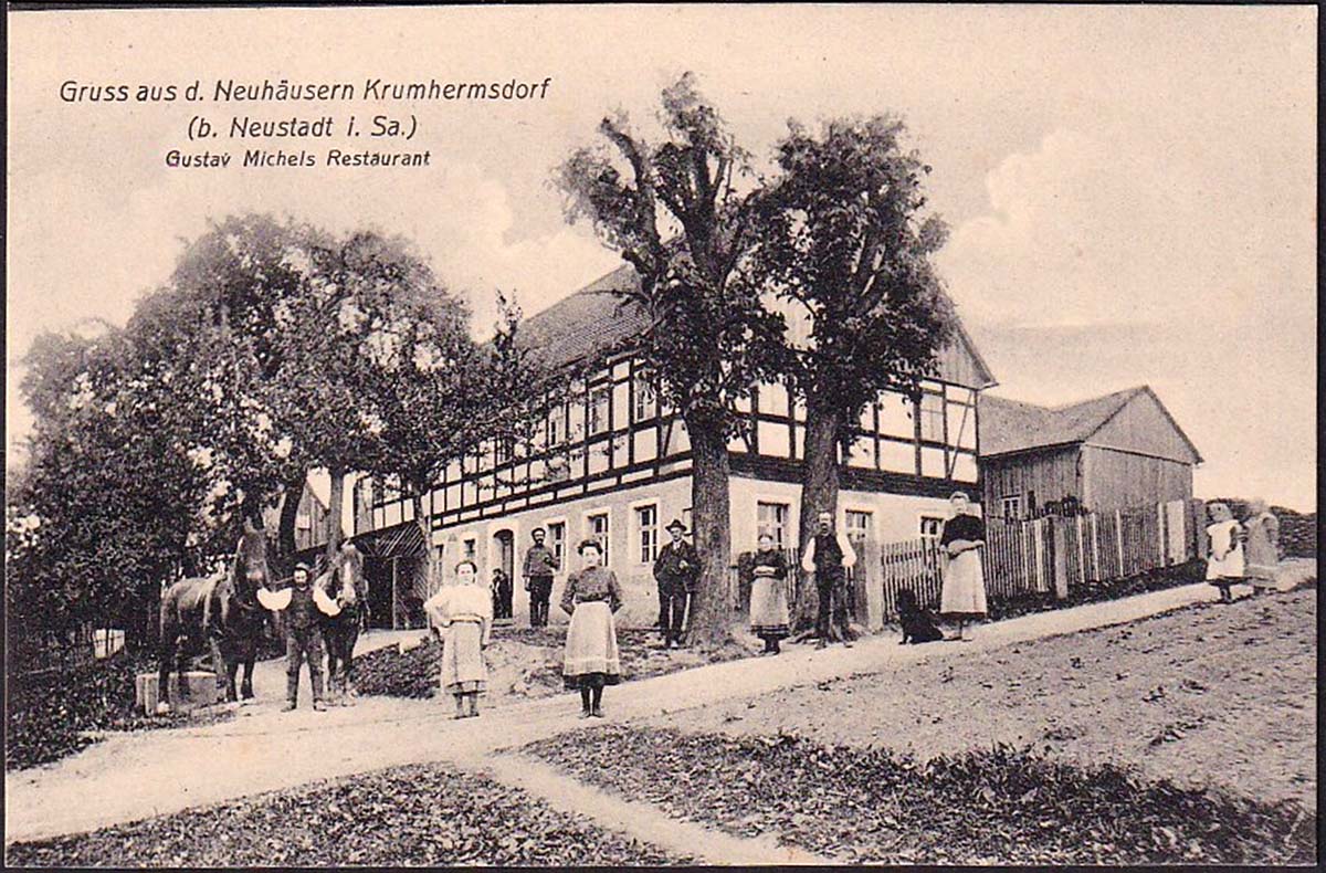 Neustadt in Sachsen. Krumhermsdorf - Gasthaus und Restaurant von Gustav Michels