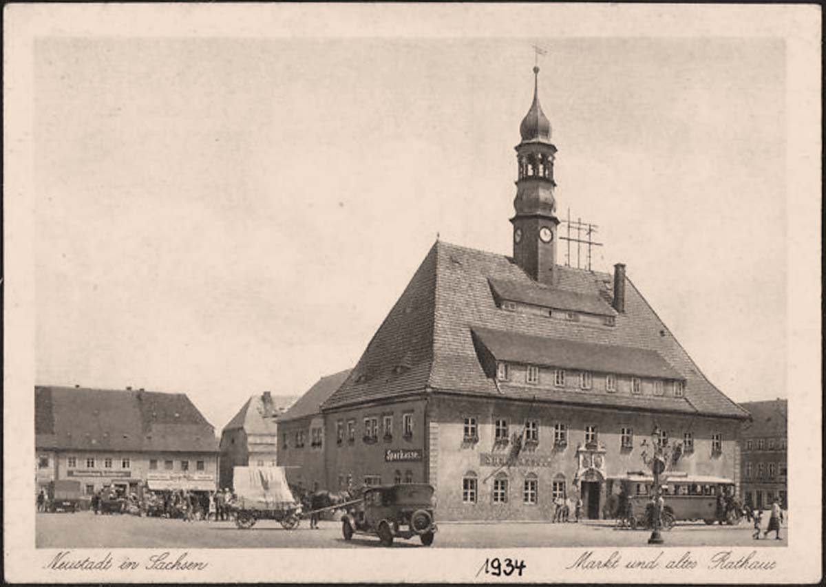 Neustadt in Sachsen. Markt und altes Rathaus, 1934