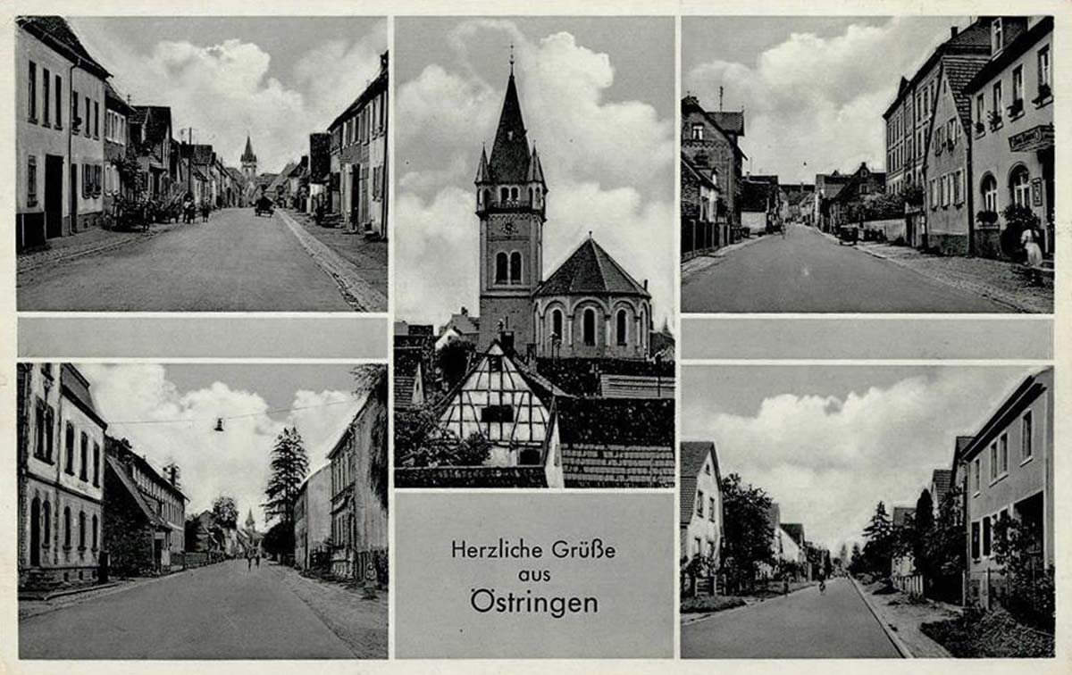 Östringen - Kirche und Panorama von Straßen